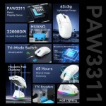 Attack Shark X11 63g PAW3311 22000DPI Tri-Mode Wireless Gaming Mouse with RGB Charging Dock - Image 8